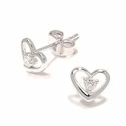 Hjerte diamantøreringe i 14 karat hvidguld med diamanter 