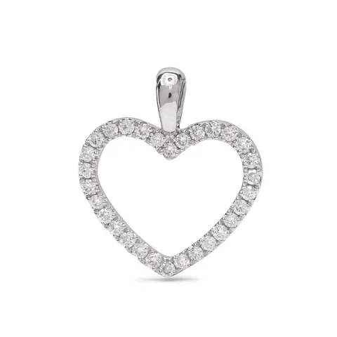 Hjertevedhæng i 14 karat hvidguld 0,15 ct