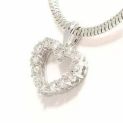 hjerte diamantvedhæng i 14 karat hvidguld 0,25 ct