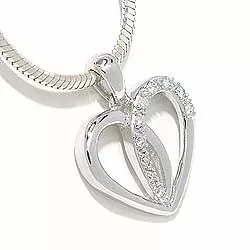 Hjerte diamant vedhæng i 14 karat hvidguld 0,09 ct