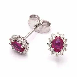 rubin rosetørestikker i 14 karat hvidguld med diamant og rubin