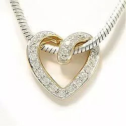 Diamant hjertevedhæng i 14 karat guld 0,19 ct