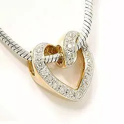 Diamant hjertevedhæng i 14 karat guld 0,19 ct