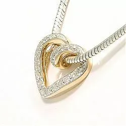 Diamant hjertevedhæng i 14 karat guld 0,19 ct