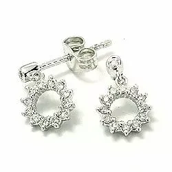 blomster brillantøreringe i 14 karat hvidguld med diamant 