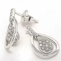 dråbe hvidguld diamantøreringe i 14 karat hvidguld med diamant 