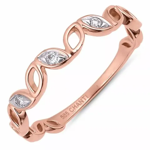 Elegant brillantring i 14 karat rødguld 0,04 ct