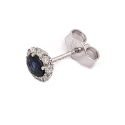 1/2 par roset safir ørestik i 14 karat hvidguld med safir og diamant