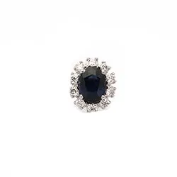 1/2 par roset safir ørestik i 14 karat hvidguld med safir og diamant