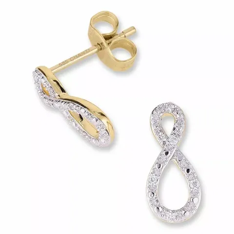 Infinity brillantøreringe i 14 karat guld og hvidguld med diamanter