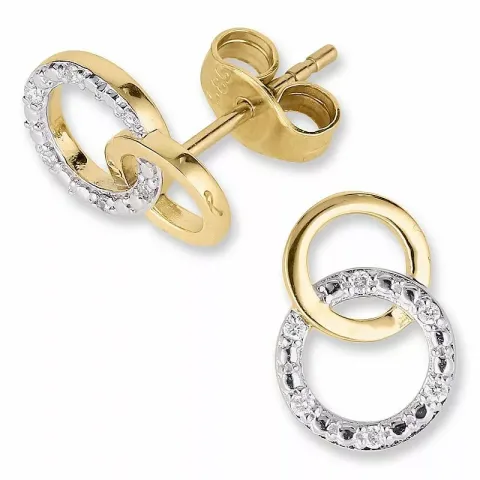 runde brillantøreringe i 14 karat guld og hvidguld med diamant