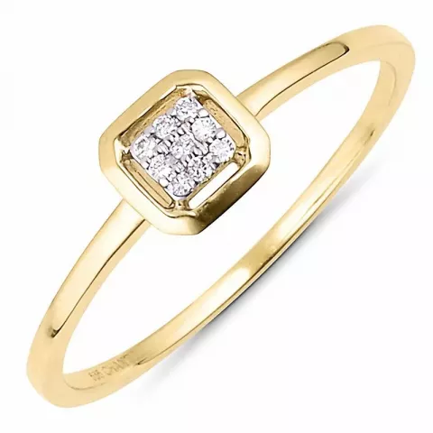 Firkantet diamant guld ring i 14 karat guld.- og hvidguld 0,03 ct