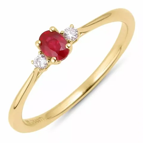 Rubin diamantring i 14 karat guld 0,05 ct 0,22 ct