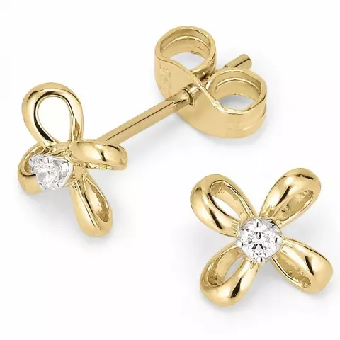 Blomster diamantøreringe i 14 karat guld med diamanter 