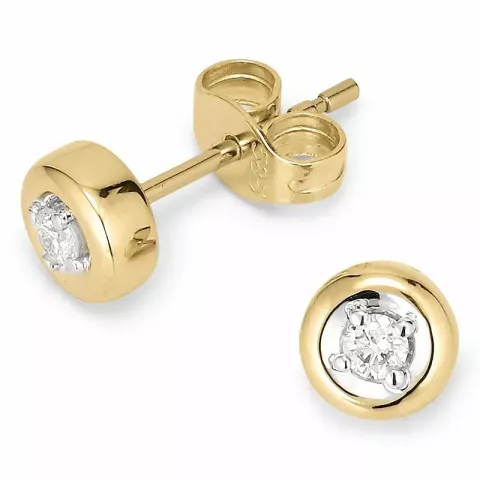 runde diamantøreringe i 14 karat guld og hvidguld med diamant