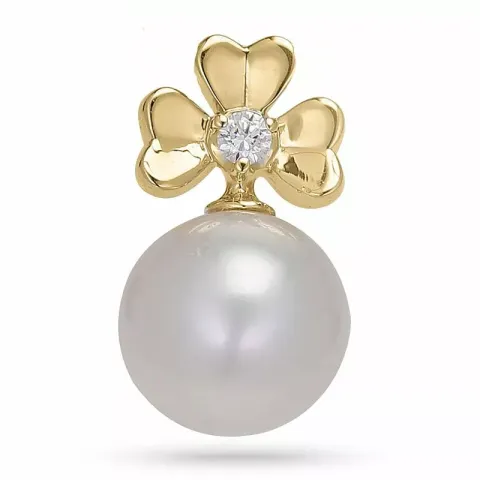 blomster perle diamantvedhæng i 14 karat guld 0,02 ct