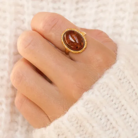 rav ring i forgyldt sølv