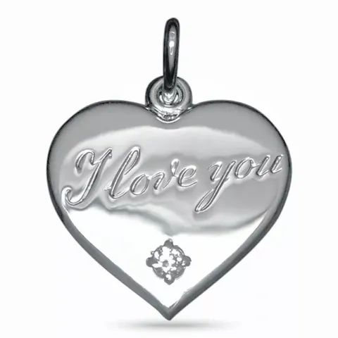 hjerte i love you vedhæng i sølv