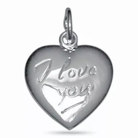 hjerte i love you vedhæng i sølv