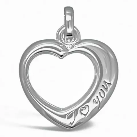 hjerte i love you vedhæng i sølv