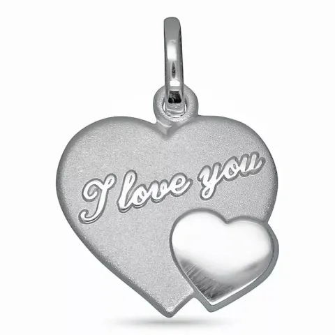 hjerte i love you vedhæng i sølv