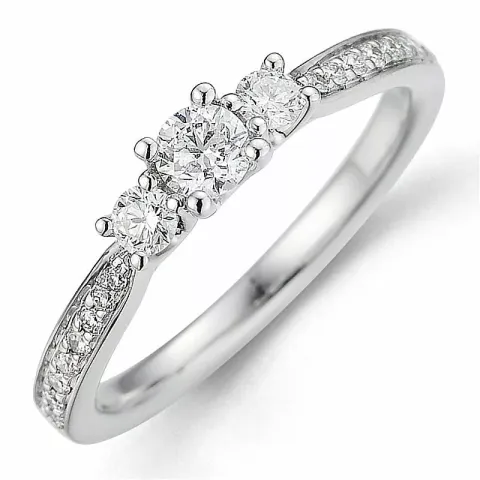 bestillingsvare - diamantring i 14 karat hvidguld 0,20 ct 2 x 0,065 ct 0,10 ct