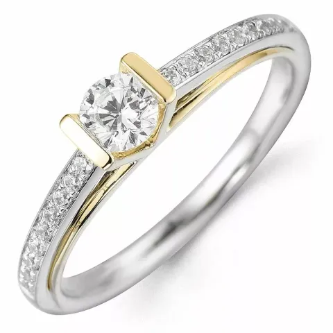 Bestillingsvare - diamantring i 14 karat guld.- og hvidguld 0,32 ct 0,12 ct