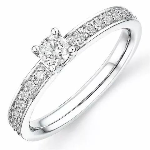Bestillingsvare - diamantring i 14 karat hvidguld 0,32 ct 0,25 ct