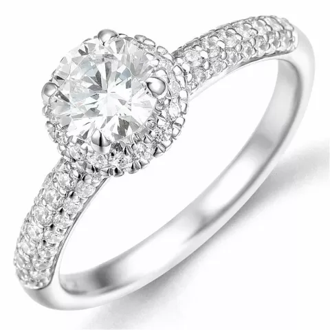 Bestillingsvare - diamantring i 14 karat hvidguld 0,75 ct 0,46 ct