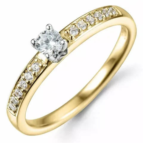 Bestillingsvare - diamantring i 14 karat guld.- og hvidguld 0,15  ct 0,10 ct