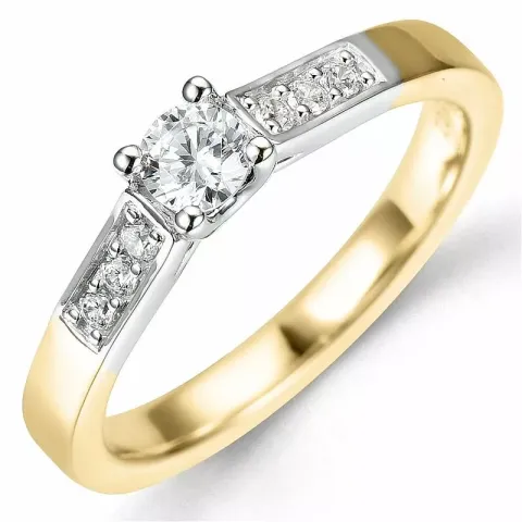 Bestillingsvare - diamantring i 14 karat guld.- og hvidguld 0,26 ct 0,10 ct