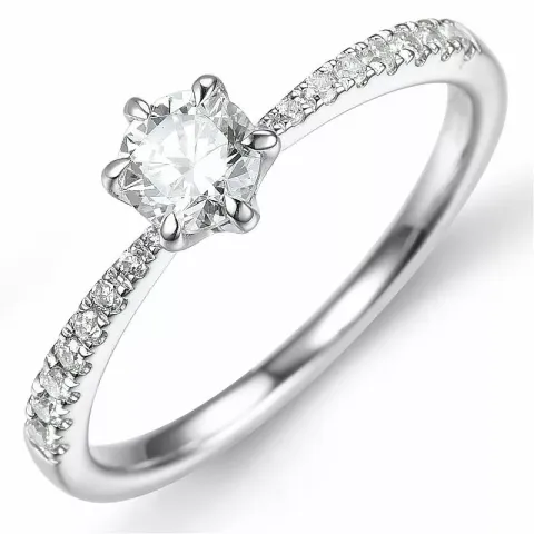 Bestillingsvare - diamantring i 14 karat hvidguld 0,42 ct 0,13 ct