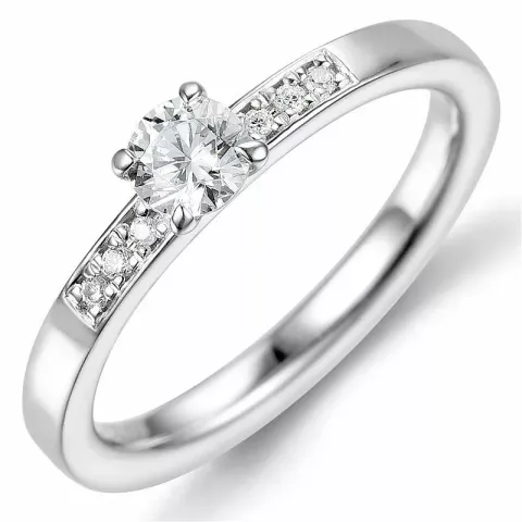 diamantring i 14 karat hvidguld 0,35 ct 0,05 ct