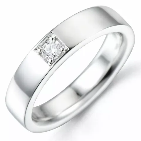diamantring i 14 karat hvidguld 1 x 0,10 ct
