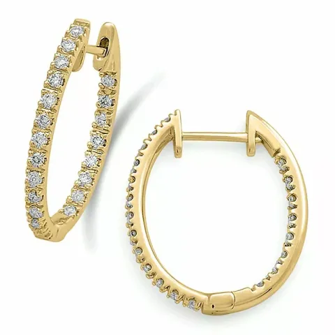 13 mm diamant creoler i 14 karat guld med diamanter