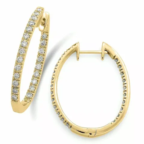 16 mm diamant creoler i 14 karat guld med diamant
