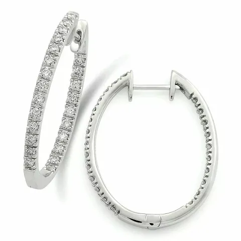 16 mm diamant creoler i 14 karat hvidguld med diamanter