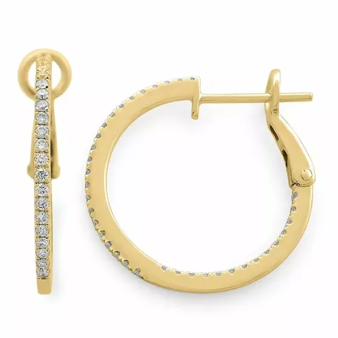 16 mm diamant creoler i 14 karat guld med diamanter