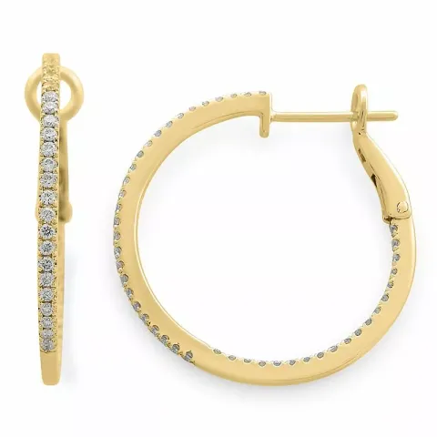 20 mm diamant creoler i 14 karat guld med diamanter