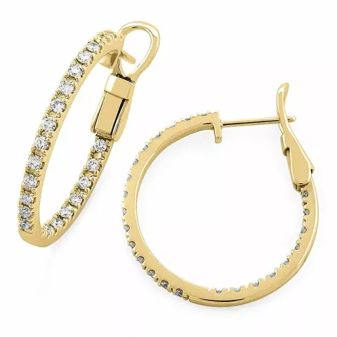 20 mm diamant creoler i 14 karat guld med diamanter