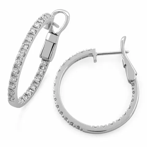 20 mm diamant creoler i 14 karat hvidguld med diamanter