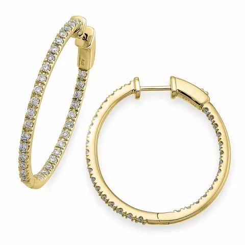24 mm diamant creoler i 14 karat guld med diamant