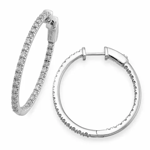 24 mm diamant creoler i 14 karat hvidguld med diamanter