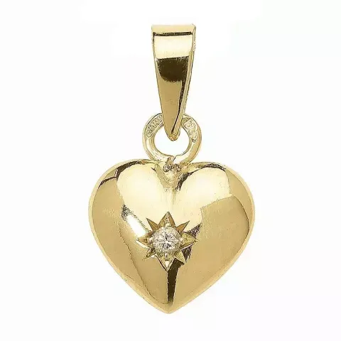hjerte zirkon vedhæng i 8 karat guld