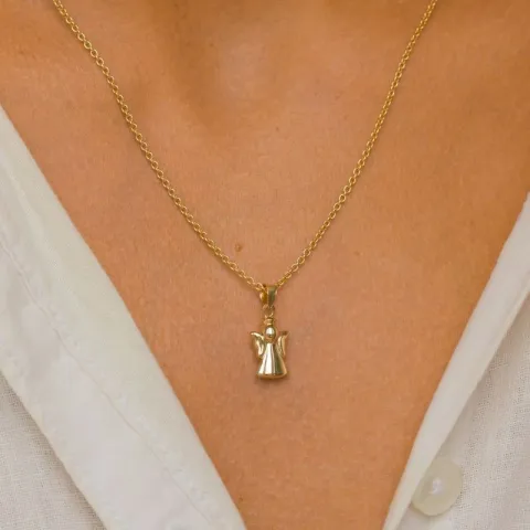 engel halskæde i forgyldt sølv med vedhæng i 8 karat guld - Gold Collection
