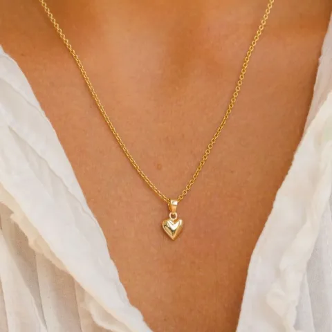 hjerte halskæde i forgyldt sølv med vedhæng i 14 karat guld - Amoré