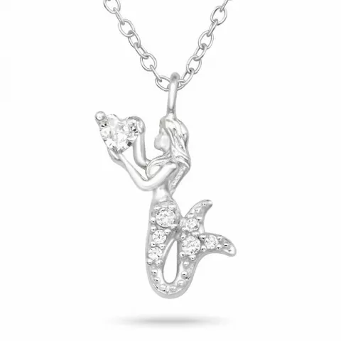 havfrue zirkon halskæde i sølv med vedhæng i sølv