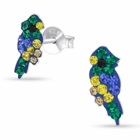 papegøje krystal ørestikker i sølv