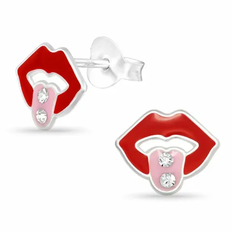 læbe krystal øreringe i sølv