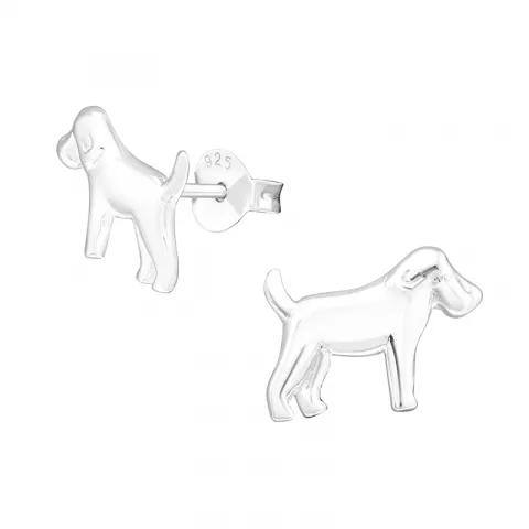 Blanke hunde øreringe i sølv